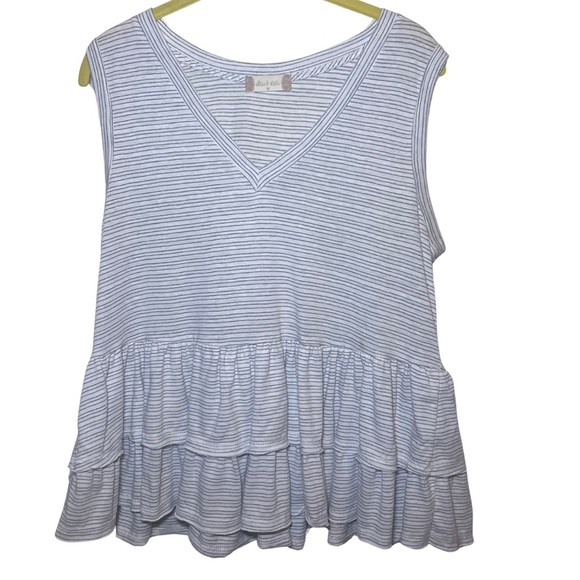 Altar’d State Dress Tiered Tank Top Gray & White Stripes V Neck Size M - Picture 1 of 6